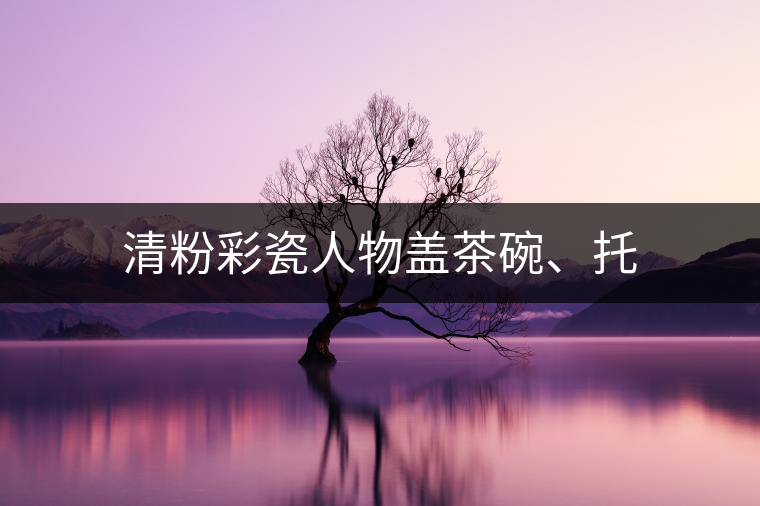 清粉彩瓷人物蓋茶碗、托