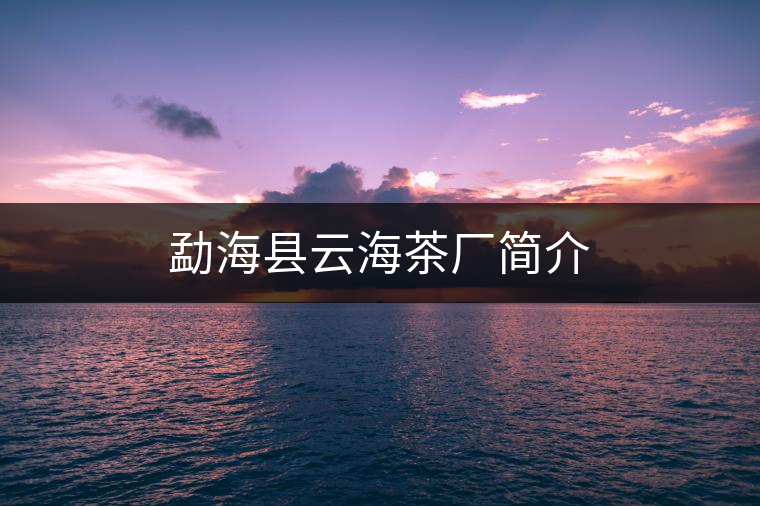 勐海縣云海茶廠簡(jiǎn)介 勐??h云海茶廠簡(jiǎn)介